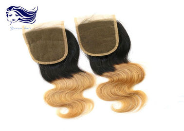 Китай Закрытие шнурка волос цвета Ombre бразильское, человеческие волосы закрытия шнурка Weave  завод