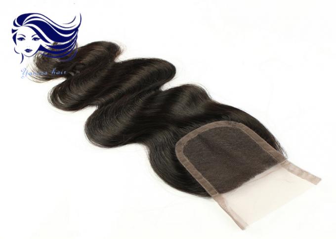Отбеленное швейцарское закрытие верхней части шнурка/чернота закрытия шнурка человеческих волос естественная